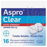 Aspro Clear Extra Strength Pain Relief 16 Soluble Tablets 500mg