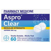Aspro Clear Pain Relief 60 Soluble Tablets 300mg