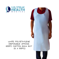 Ultra Health Medical Disposable White Polyethylene Aprons - 600pc Carton Bulk Buy 