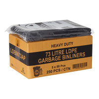 Garbage Bags 73 Litre Black, Heavy Duty (250pcs)